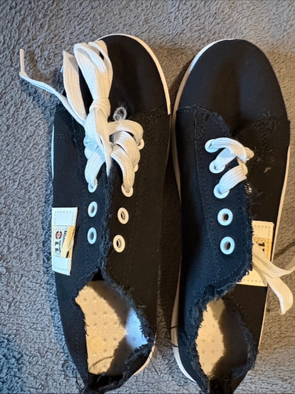 Kids Black Canvas Lace-Up Sneakers